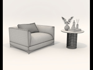 Modern Lounge Chair and Coffee Table Set 3D Model