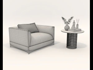 现代休闲椅和咖啡桌套装 3D 模型