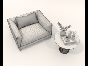 Modern Lounge Chair and Coffee Table Set 3D Model