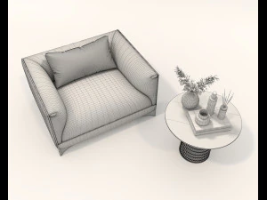 现代休闲椅和咖啡桌套装 3D 模型