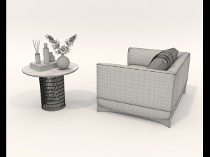 Modern Lounge Chair and Coffee Table Set 3D Model