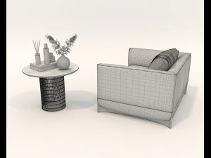 现代休闲椅和咖啡桌套装 3D 模型