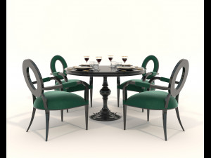 Dining Table and Chairs 6 3D 模型