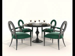 Mesa de jantar e cadeiras 6 Modelo 3D