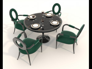 Dining Table and Chairs 6 3D Model