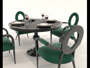 Dining Table and Chairs 6 3D Model