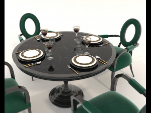 Dining Table and Chairs 6 3D Model