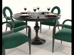 Dining Table and Chairs 6 3D Model