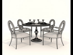 Dining Table and Chairs 6 3D Model