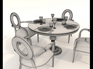 Dining Table and Chairs 6 3D Model