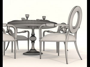 Dining Table and Chairs 6 3D Model