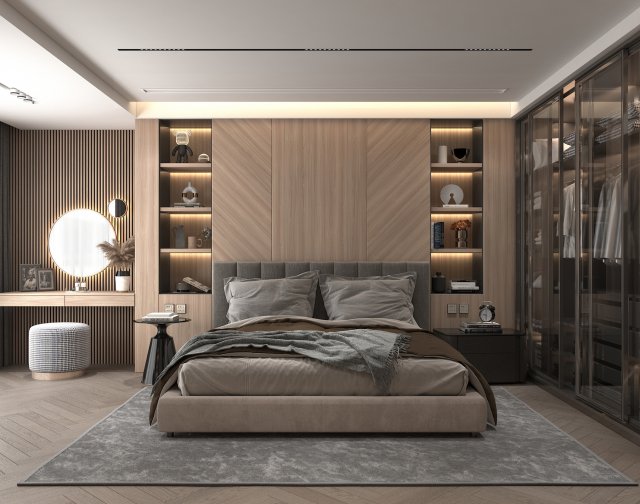 Modern Bedroom Interior Scene 32 Model 3D .c4d .max .obj .3ds .fbx .stl .blend 