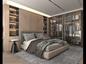 Modern Bedroom Interior Scene 32 3D Model