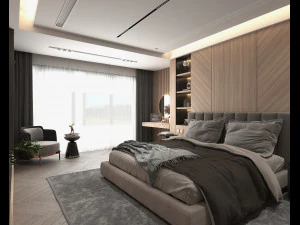 Modern Bedroom Interior Scene 32 3D Model