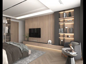 Modern Bedroom Interior Scene 32 3D Model