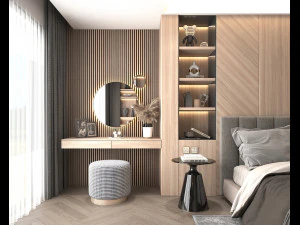 Modern Bedroom Interior Scene 32 3D Model