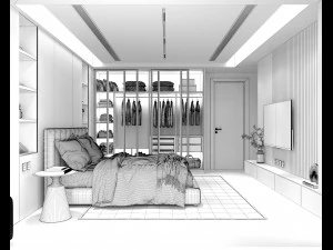 Modern Bedroom Interior Scene 32 3D Model