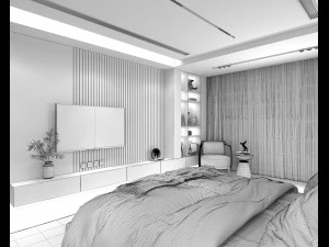 Modern Bedroom Interior Scene 32 3D Model