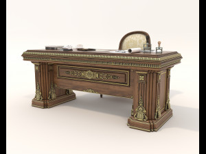 Classic Working Table and Chair 5 3D Model