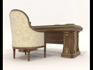 Classic Working Table and Chair 5 3D Model