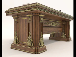 Classic Working Table and Chair 5 3D Model