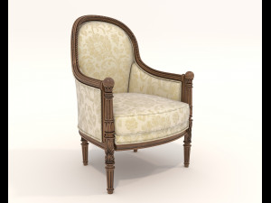 Classic Working Table and Chair 5 3D Model