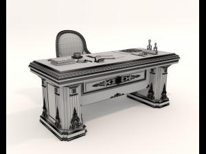 Classic Working Table and Chair 5 3D Model