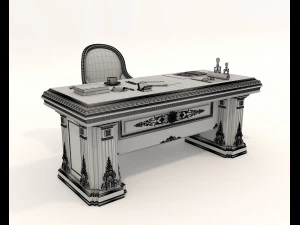 Classic Working Table and Chair 5 3D Model