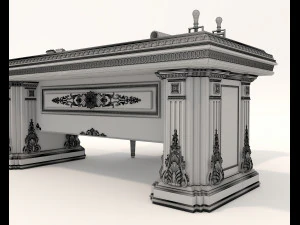 Classic Working Table and Chair 5 3D Model