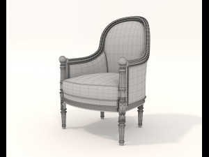 Classic Working Table and Chair 5 3D Model