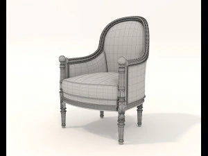 Classic Working Table and Chair 5 3D Model