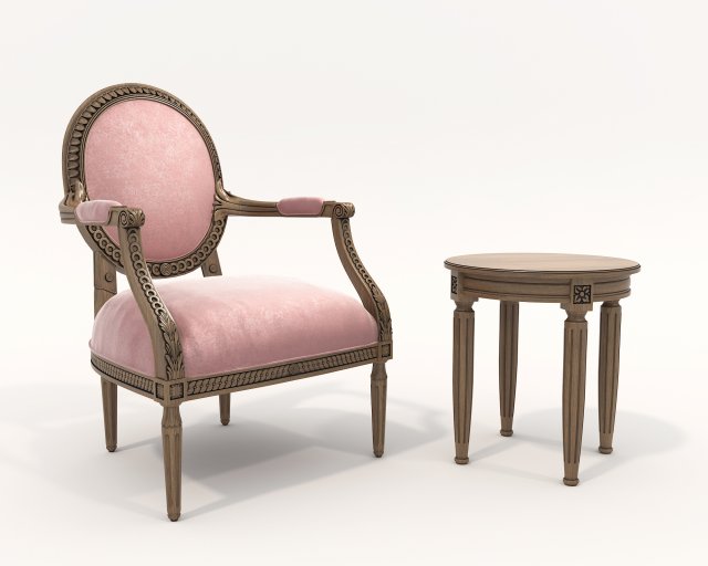 Classic Coffee Table and Armchairs 17 3D Model .c4d .max .obj .3ds .fbx .stl .blend 