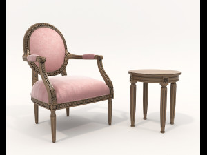 Classic Coffee Table and Armchairs 17 3D Model