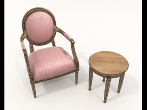 Classic Coffee Table and Armchairs 17 3D Model