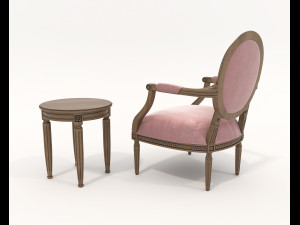 Classic Coffee Table and Armchairs 17 3D Model
