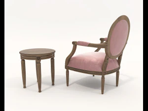 Classic Coffee Table and Armchairs 17 3D Model