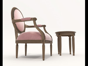Classic Coffee Table and Armchairs 17 3D Model