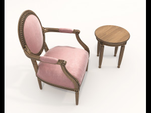 Classic Coffee Table and Armchairs 17 3D Model