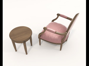 Classic Coffee Table and Armchairs 17 3D Model