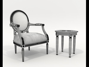 Classic Coffee Table and Armchairs 17 3D Model