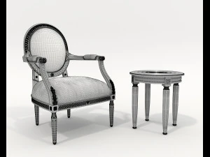 Classic Coffee Table and Armchairs 17 3D Model
