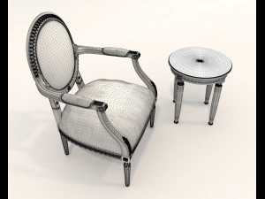 Classic Coffee Table and Armchairs 17 3D Model