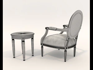 Classic Coffee Table and Armchairs 17 3D Model