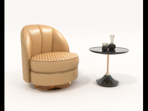 Modern Coffee Table and Armchair 6 3D Model