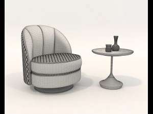 Table basse et fauteuil modernes 6 Modèle 3D