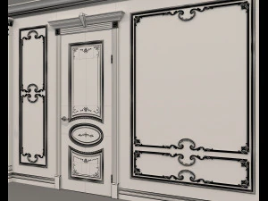 European Style Interior Wall Decoration 11 3D Model