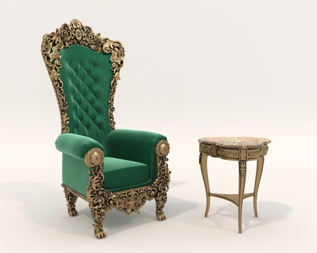 Classic Coffee Table and Armchairs 18 Modello 3D .c4d .max .obj .3ds .fbx .stl .blend 