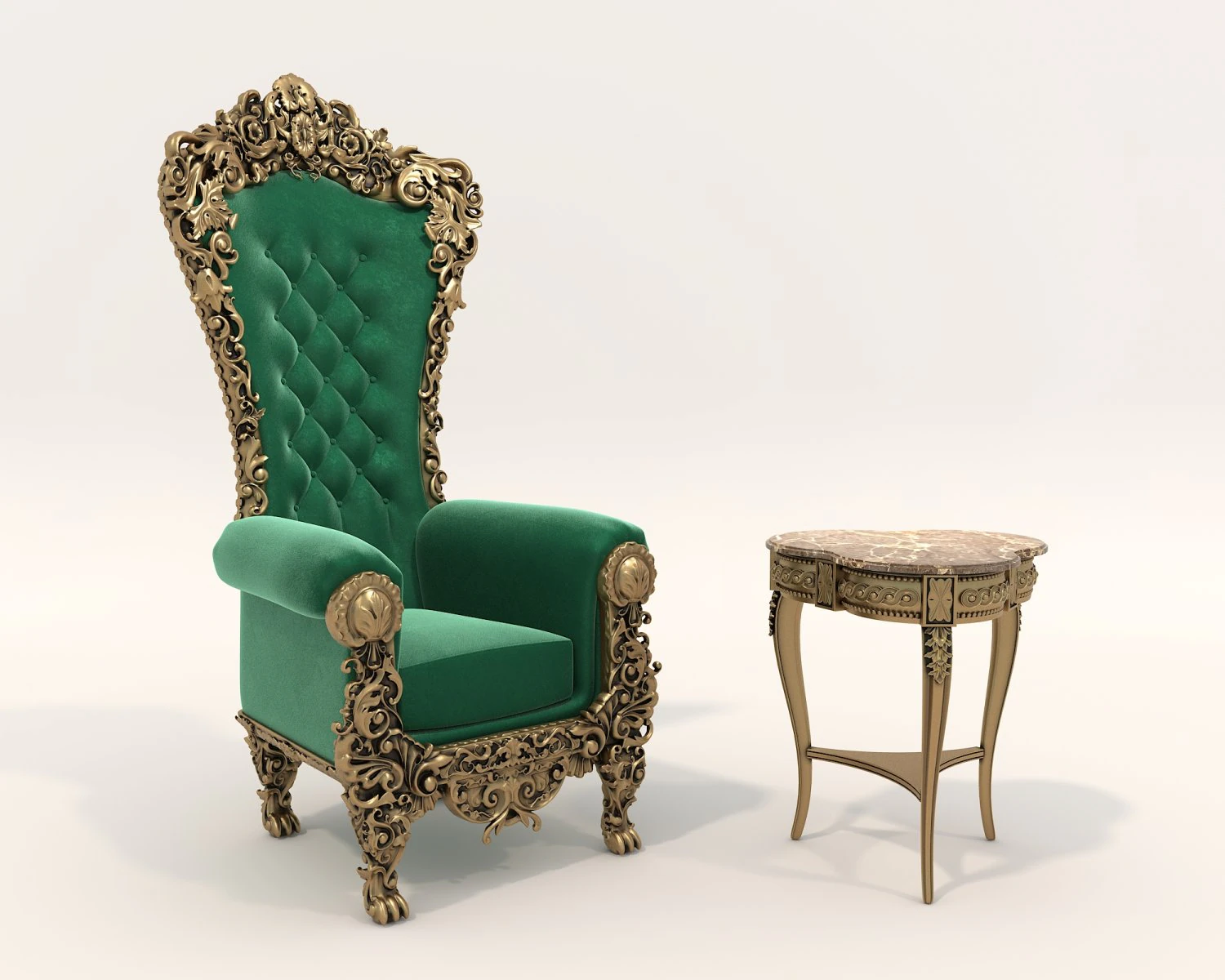 Classic Coffee Table and Armchairs 18 3D Model .c4d .max .obj .3ds .fbx .stl .blend 