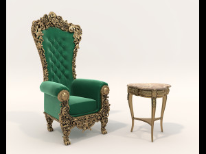 Classic Coffee Table and Armchairs 18 3D Model