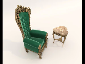 Classic Coffee Table and Armchairs 18 3D Model